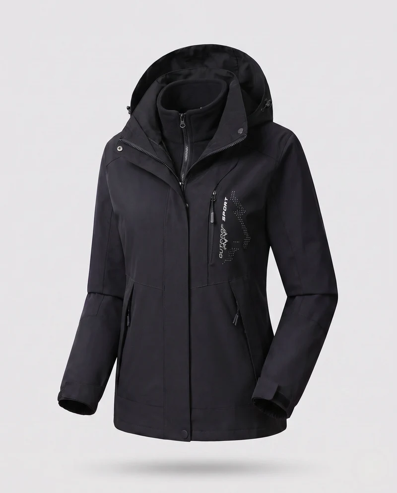 Damen Zwei-Lagen Softshell Parka mit wärmendem Fleece-Innenfutter und verstellbarer Kapuze Nord Taschen