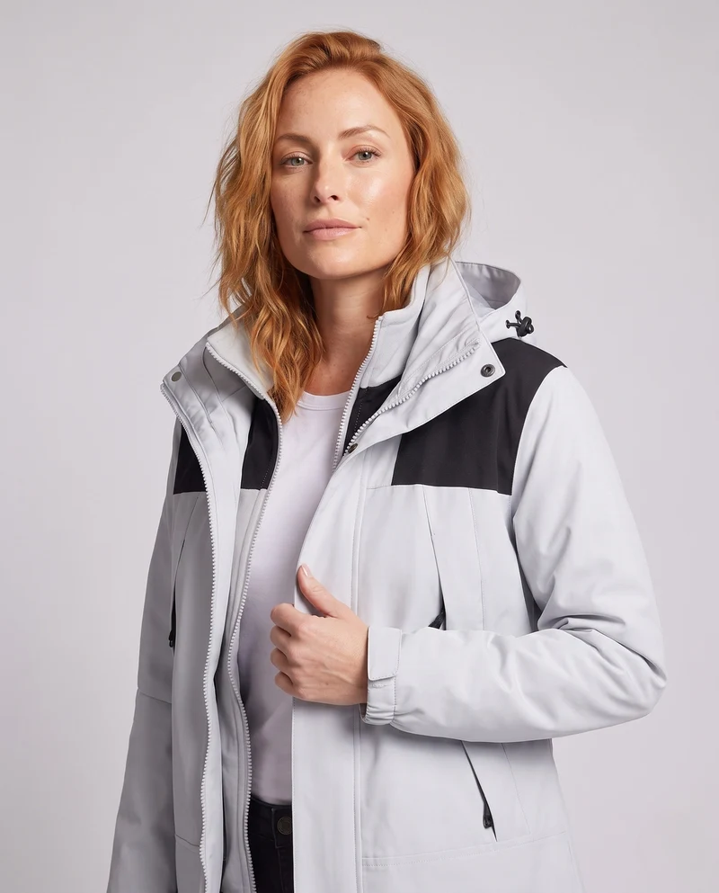 Damen Softshell-Jacke 2-in-1 mit abnehmbarer Fleece-Innenjacke und verstellbarer Kapuze Nord Taschen