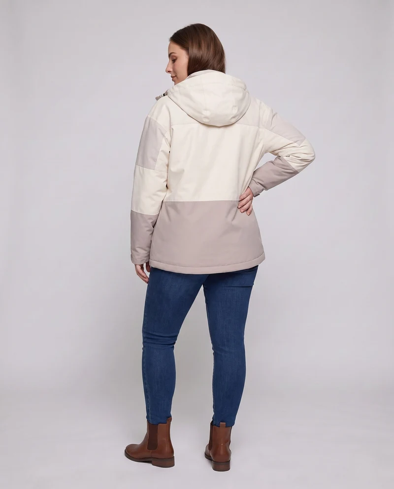 Damen zweilagige wasserdichte Outdoor-Regenjacke mit hohem Stehkragen und verstellbarer Kapuze Nord Taschen