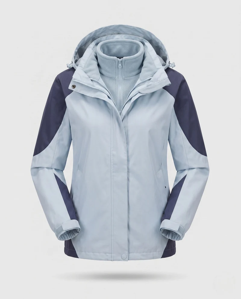 Damen Zwei-Punkte Softshell Regenjacke mit abnehmbarer Fleece-Innenjacke Nord Taschen