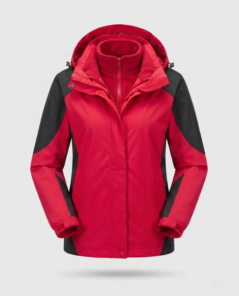 Damen Zwei-Punkte Softshell Regenjacke mit abnehmbarer Fleece-Innenjacke Nord Taschen