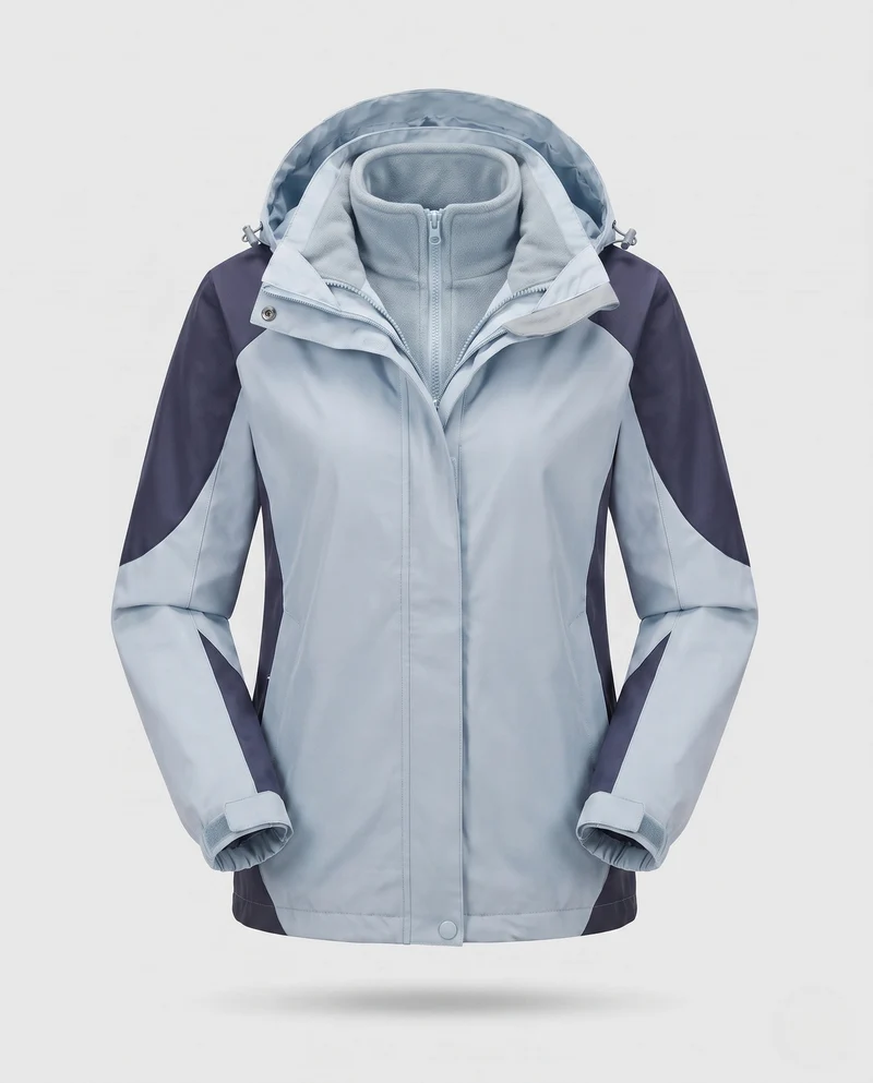 Damen Zwei-Punkte Softshell Regenjacke mit abnehmbarer Fleece-Innenjacke Nord Taschen