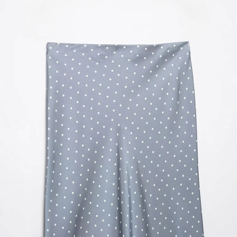 Damen Midirock im Vintage‑Look mit Tupfenmuster, taillenhohe Passform und schwingender Satin‑A‑Linie Nord Taschen