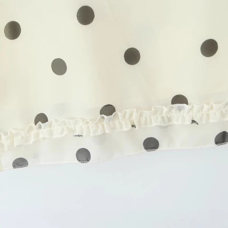 Damen Midirock aus fließendem Chiffon mit Polka‑Dot und Volantbesatz Nord Taschen