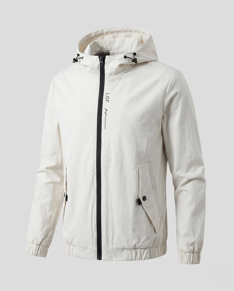 Leichte Herren-Hoodie-Windjacke mit elastischen Bündchen und verdecktem Reißverschluss Nord Taschen