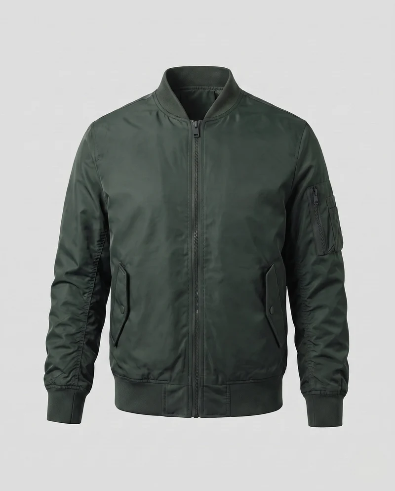 Herren Leichte Nylon Aviator Bomber mit Arm Tasche und Zwei-Wege Reißverschluss Nord Taschen