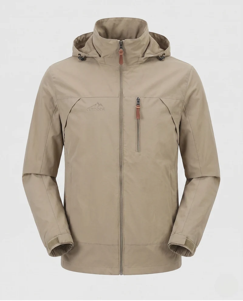 Herren Leichte Softshell Feldjacke mit Kapuze, wasserabweisend und Brustreißverschluss Nord Taschen