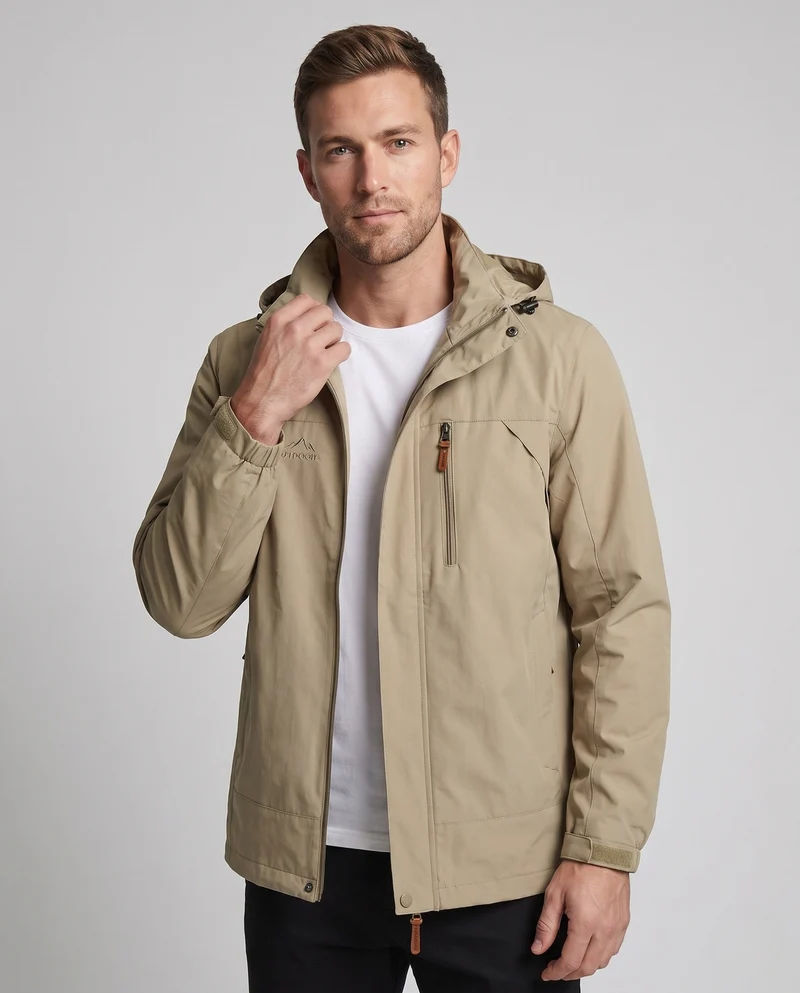 Leichte urbane Herren Zipper Blouson mit Reißverschluss auf der Brust und elastischen Bündchen Nord Taschen