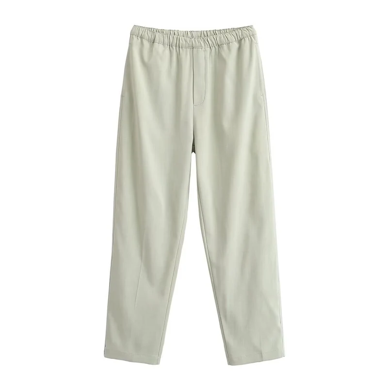 Damen Leichte Highwaist-Hose mit elastischem Bund und geradem Bein Nord Taschen