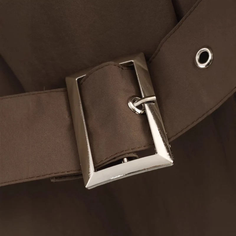Damen Kurztrench mit hohem Stehkragen, doppelter Druckknopfleiste und Taillengürtel Nord Taschen