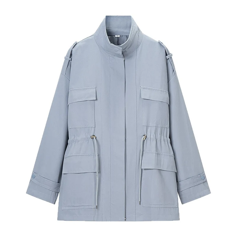 Damen Kurzparka mit hohem Stehkragen, Tunnelzug und Mehrfachtaschen Nord Taschen