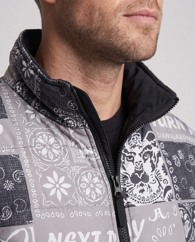 Herren Gemusterte Pufferjacke Nord Taschen