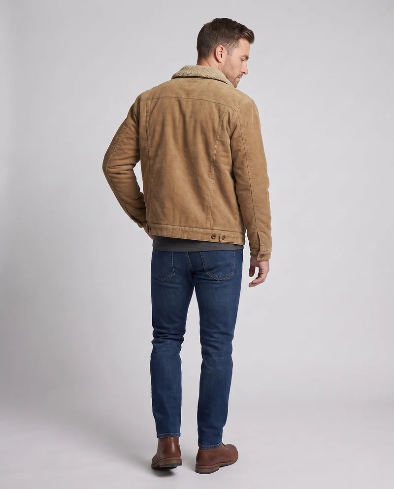 Herren Gemütliche Cordjacke mit Teddy-Futter Nord Taschen