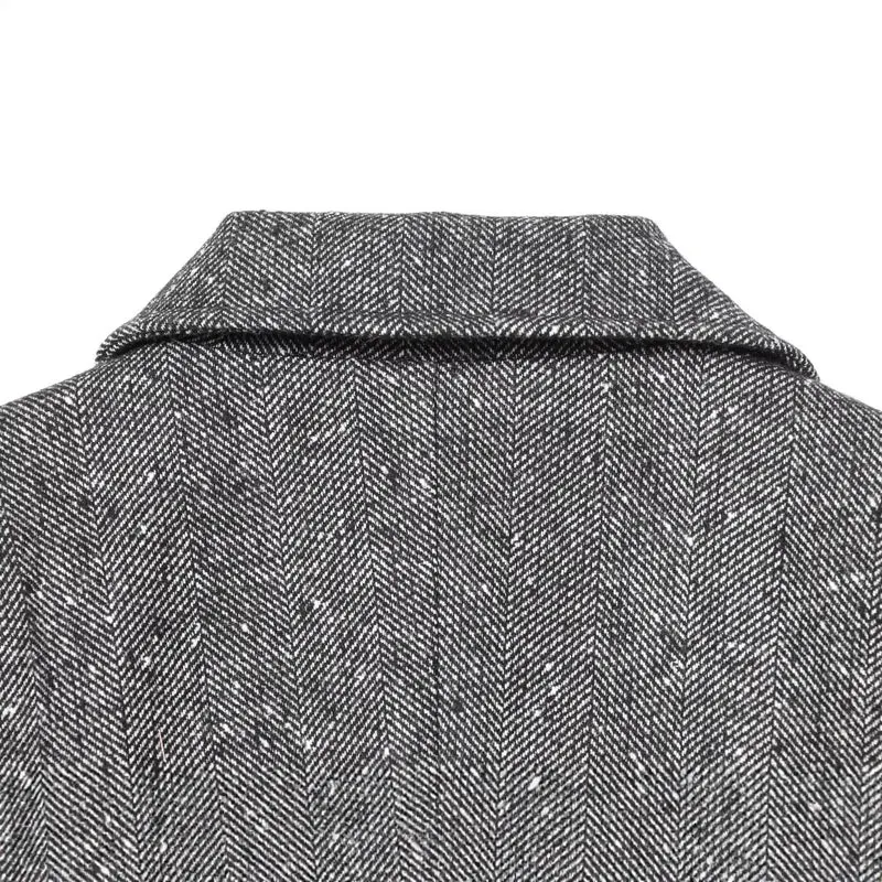 Damen Taillierter Blazer im Fischgrätmuster mit Reverskragen und Pattentaschen Nord Taschen