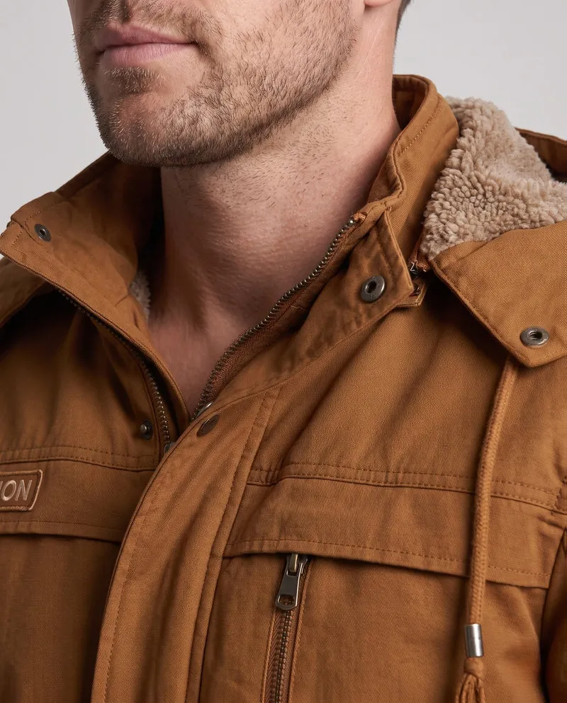Herren Feldjacke mit Kapuze und Teddy-Futter sowie Multifunktionssch pockets Nord Taschen