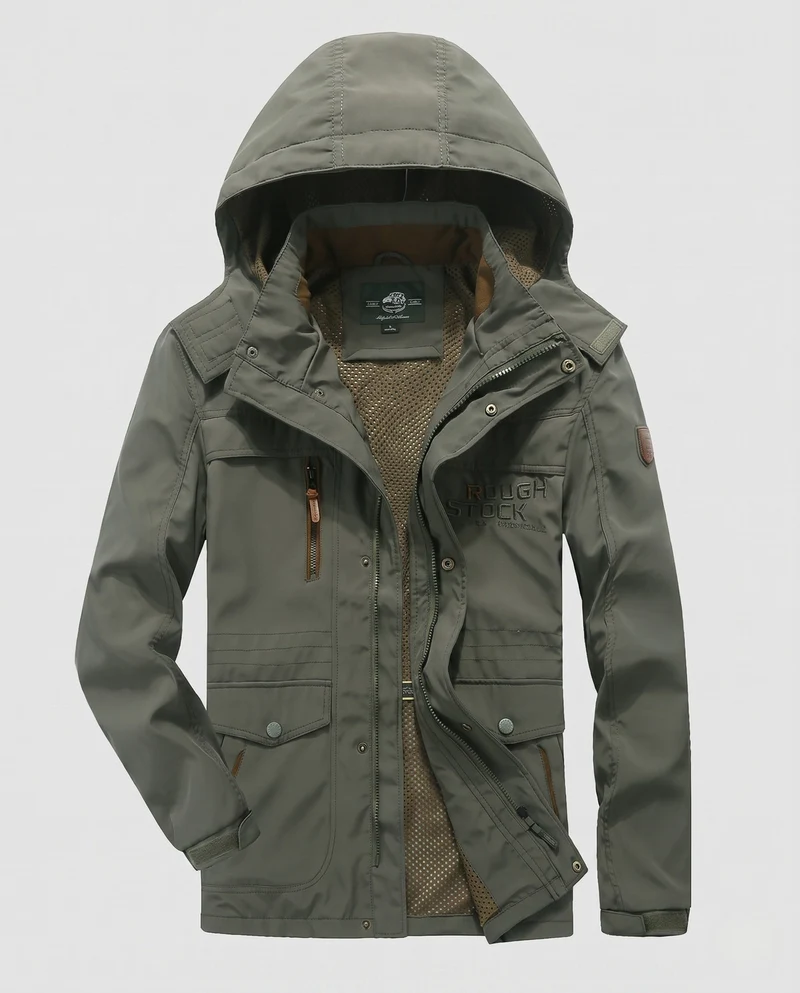 Herren-Sweatjacke mit Kapuze aus wasserabweisendem Canvas mit atmungsaktivem Mesh-Futter und Multifunktionstaschen Nord Taschen
