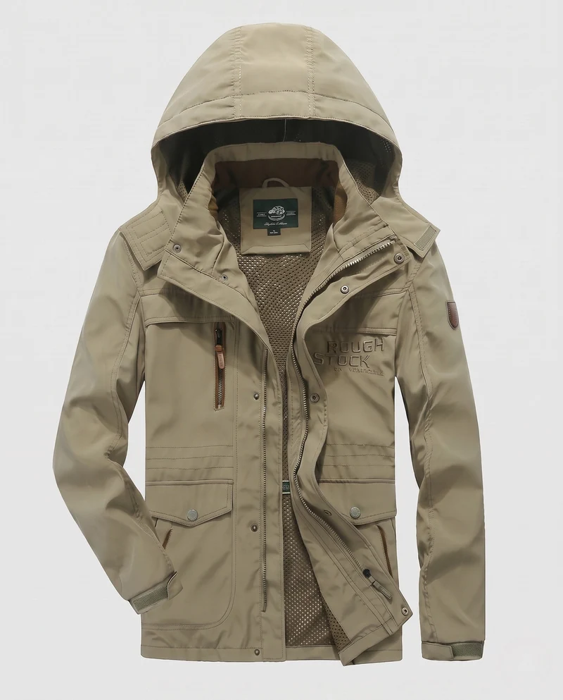 Herren-Sweatjacke mit Kapuze aus wasserabweisendem Canvas mit atmungsaktivem Mesh-Futter und Multifunktionstaschen Nord Taschen