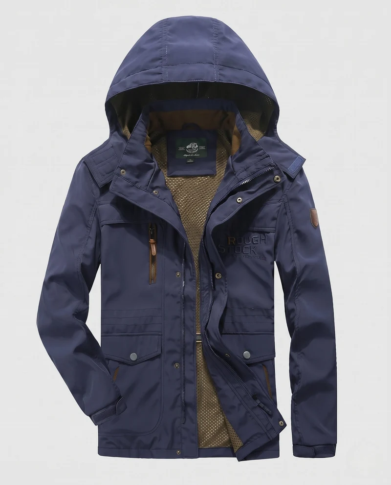 Herren-Sweatjacke mit Kapuze aus wasserabweisendem Canvas mit atmungsaktivem Mesh-Futter und Multifunktionstaschen Nord Taschen