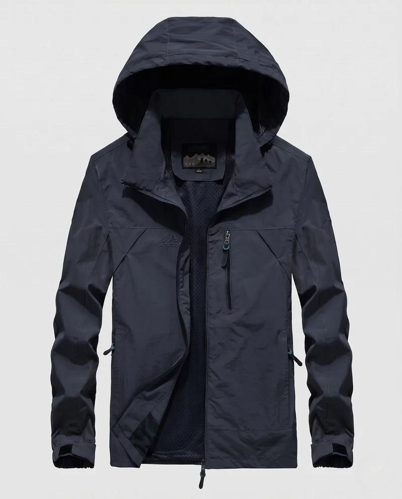 Atmungsaktive leichte Outdoor-Jacke für Herren mit Kapuze, Mesh-Innenfutter und mehreren Taschen Nord Taschen