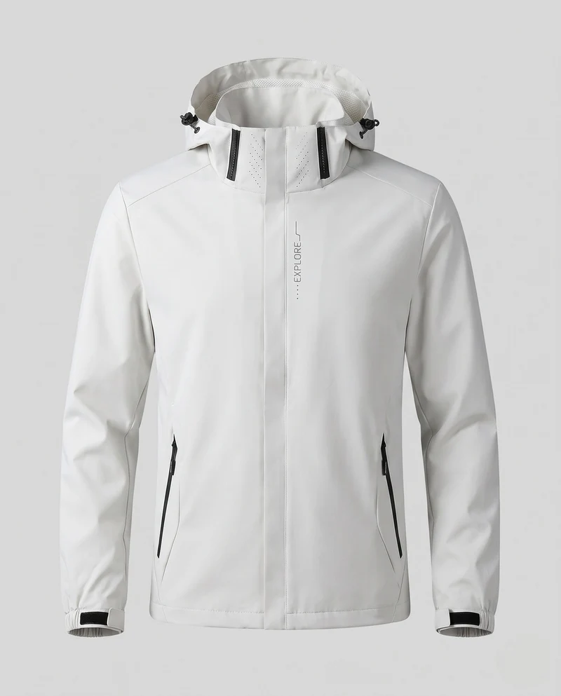 Herren Atmungsaktive Leichte Wind- und Regenjacke Nord Taschen