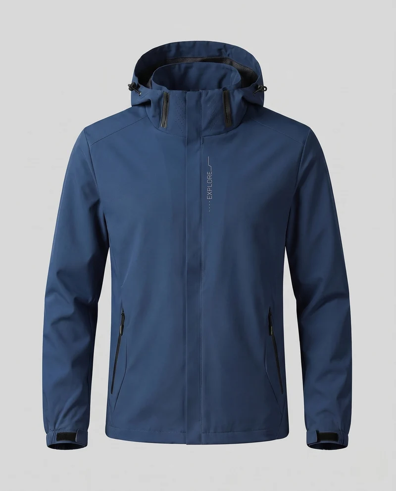 Herren Atmungsaktive Leichte Wind- und Regenjacke Nord Taschen