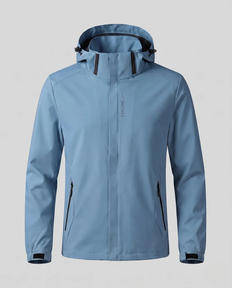 Herren Atmungsaktive Leichte Wind- und Regenjacke Nord Taschen
