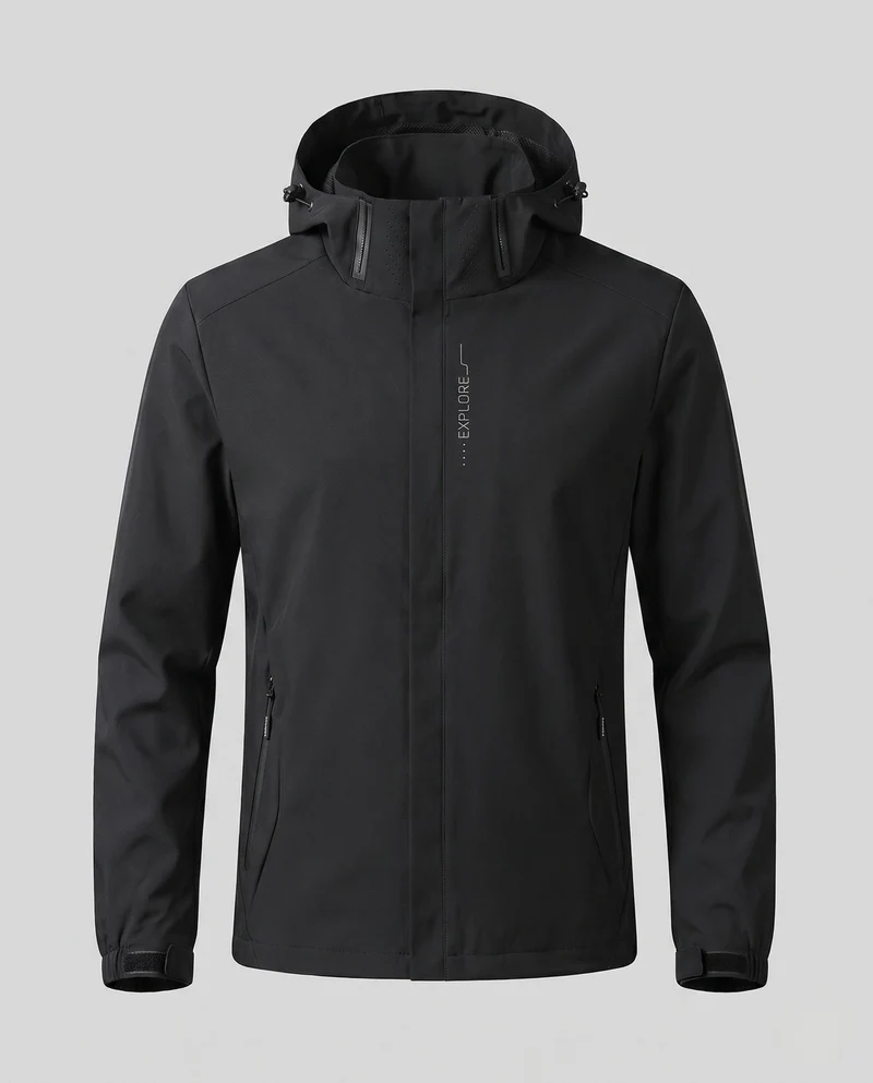 Herren Atmungsaktive Leichte Wind- und Regenjacke Nord Taschen