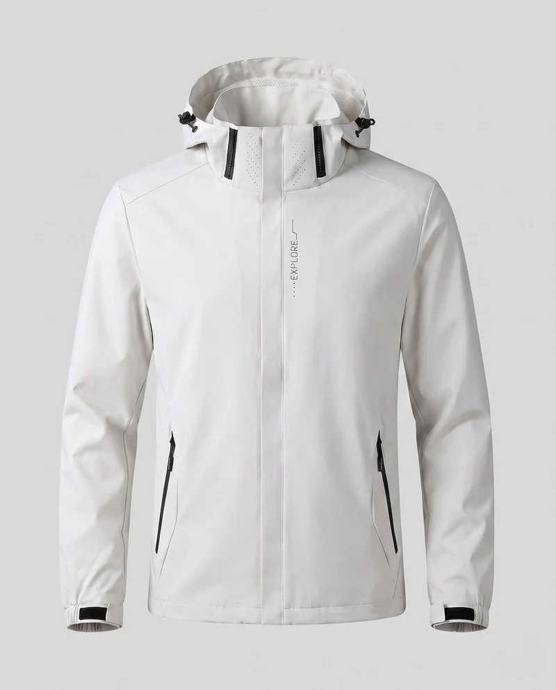 Herren Atmungsaktive Leichte Wind- und Regenjacke Nord Taschen