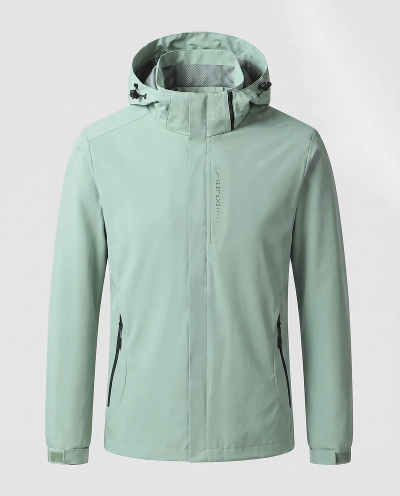 Herren Atmungsaktive Softshell Funktionsjacke mit verstaubarem Kapuze und Klettverschlussärmeln Nord Taschen