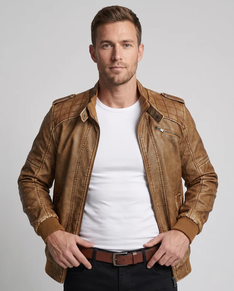 Herren Piloten-Canvas-Jacke mit gesteppter Schulterpartie, Schulterklappen und Reißverschlusstaschen Nord Taschen