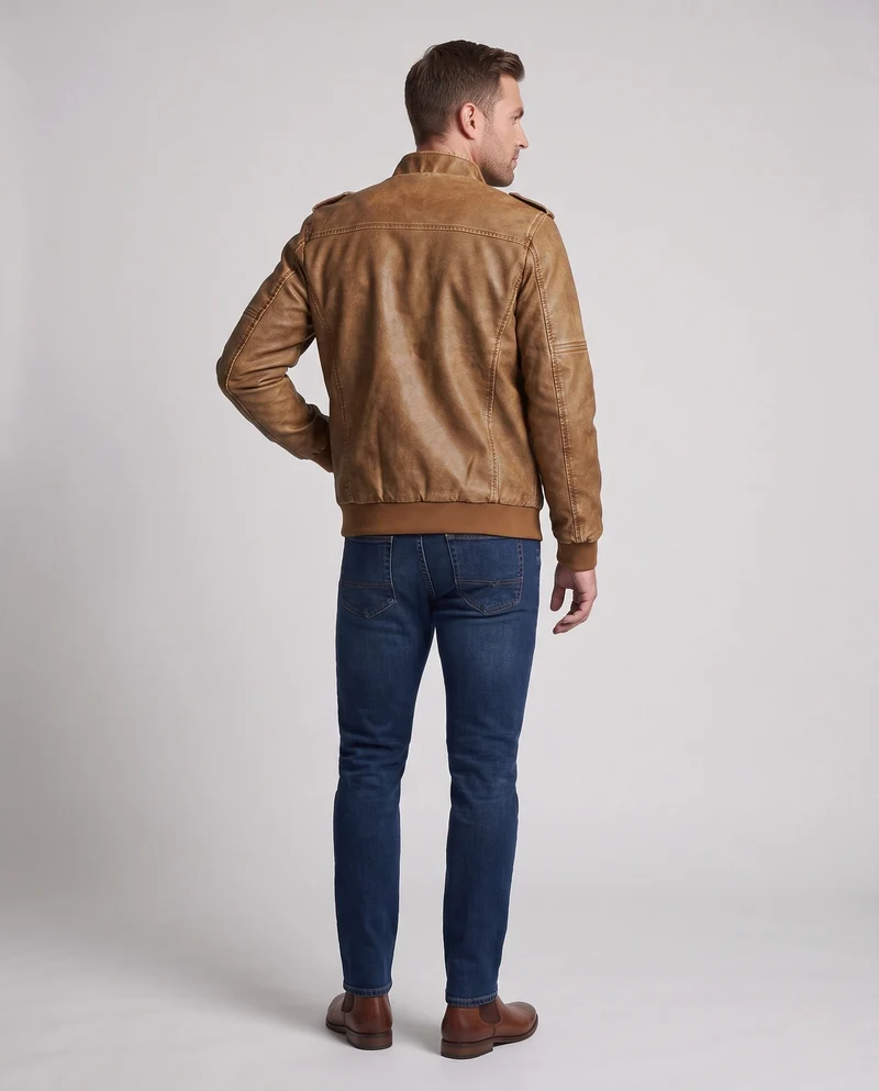 Herren Piloten-Canvas-Jacke mit gesteppter Schulterpartie, Schulterklappen und Reißverschlusstaschen Nord Taschen