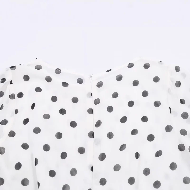Damen Midikleid im Retro-Punkte‑Look mit taillierter Schnittführung und Ballonärmeln Nord Taschen