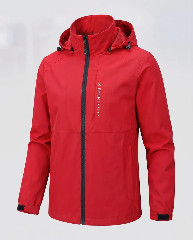 Leichte wind- und wasserabweisende Kapuzenjacke für Herren im Sportstil mit verdecktem Reißverschluss Nord Taschen
