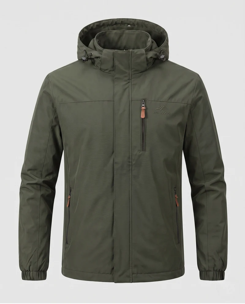 Leichte winddichte Herrenjacke mit wärmender Thermo-Innenausstattung und Brustreißverschluss-Tasche Nord Taschen