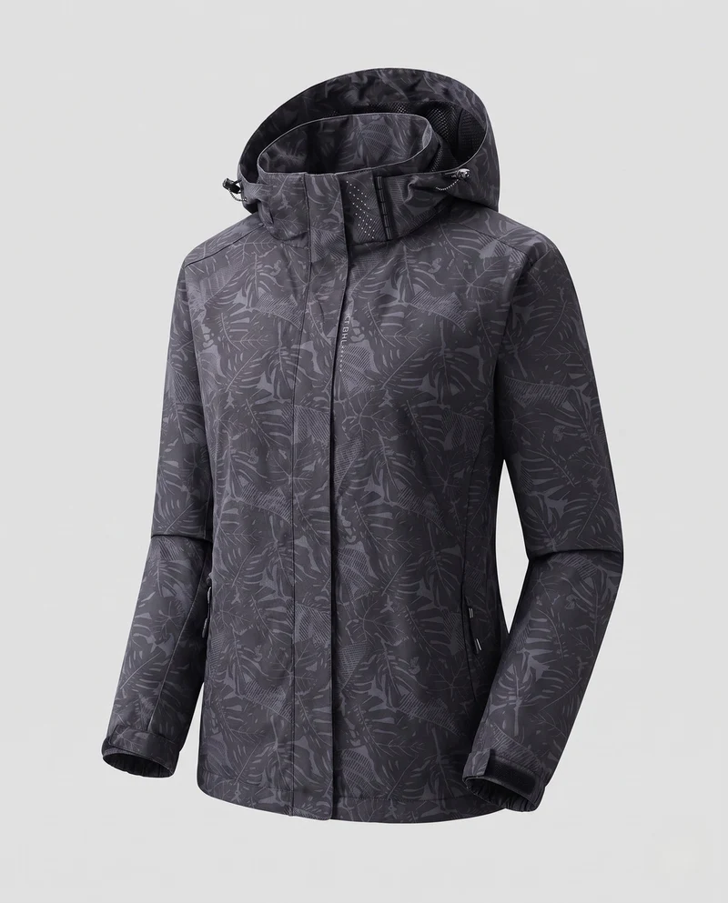 Damen Atmungsaktive Funktionsjacke mit Verstellbarem Kapuzen Design Nord Taschen