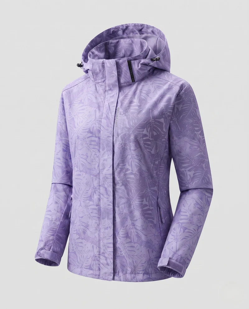 Damen Atmungsaktive Funktionsjacke mit Verstellbarem Kapuzen Design Nord Taschen