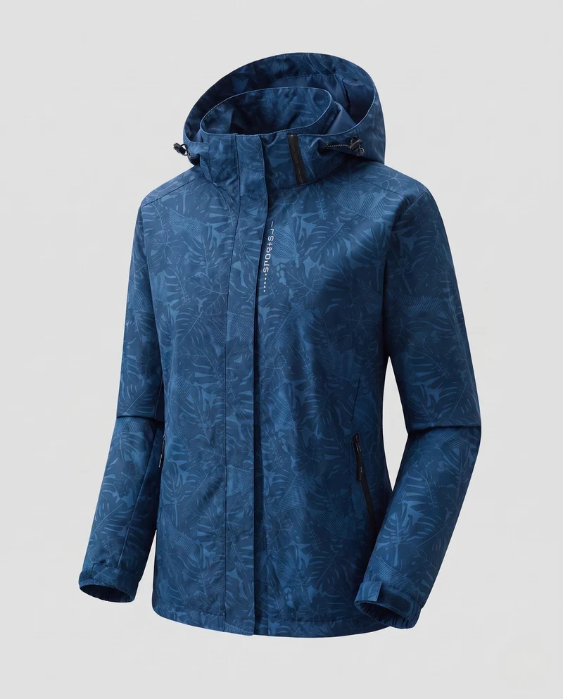 Damen Atmungsaktive Funktionsjacke mit Verstellbarem Kapuzen Design Nord Taschen