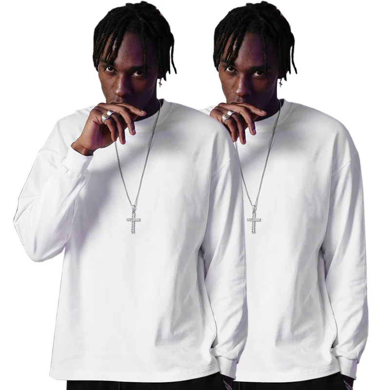 Unisex Oversized Langarm-Basicshirt aus Bio-Baumwolle mit Rundhalsausschnitt Nord Taschen