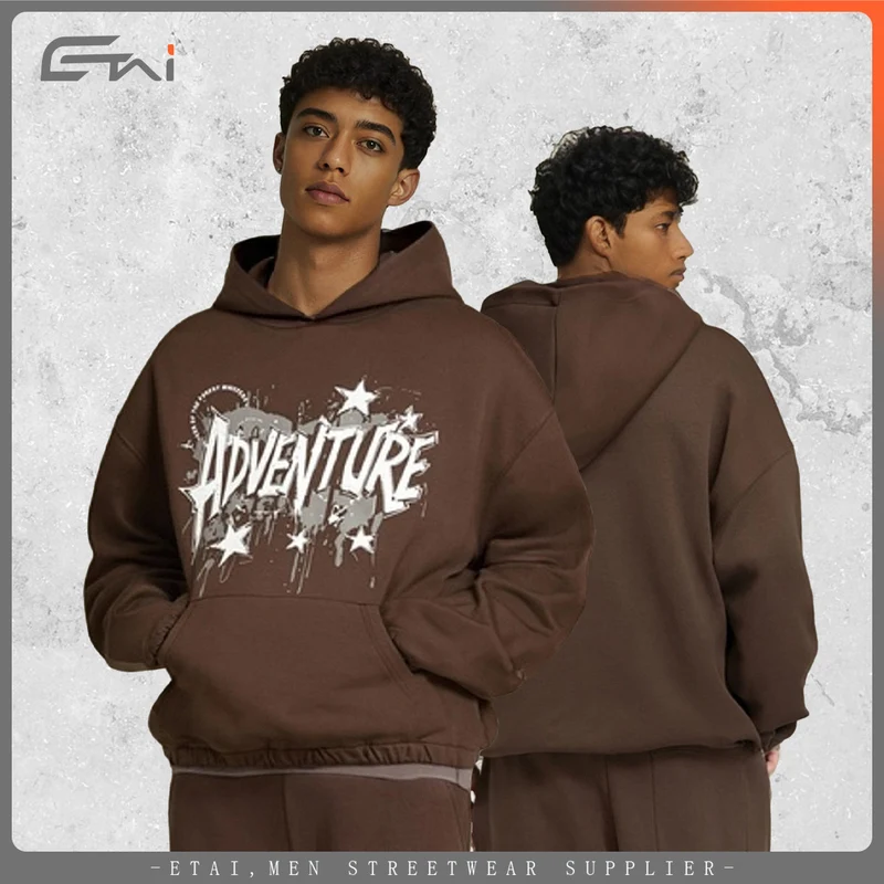 Unisex Oversized Kapuzenpullover mit großflächigem Grafikprint, Kängurutasche und elastischem Saum Nord Taschen
