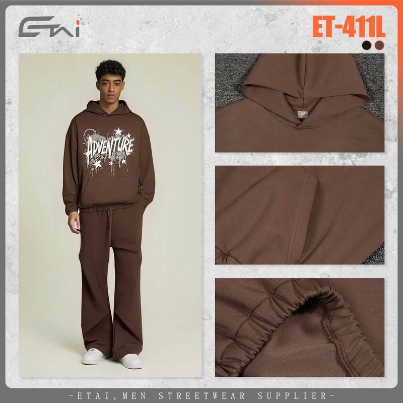 Unisex Oversized Kapuzenpullover mit großflächigem Grafikprint, Kängurutasche und elastischem Saum Nord Taschen
