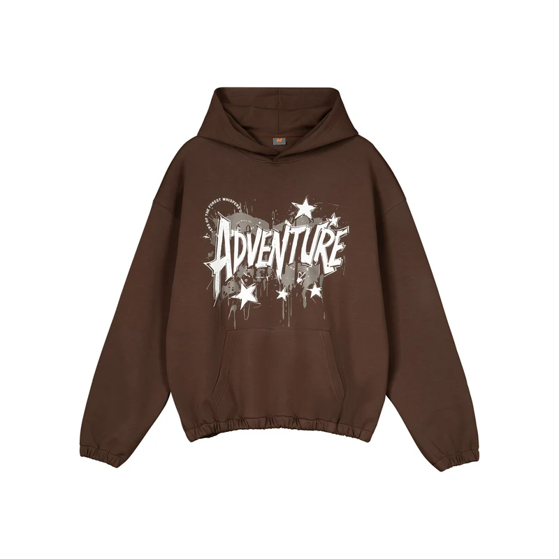 Unisex Oversized Kapuzenpullover mit großflächigem Grafikprint, Kängurutasche und elastischem Saum Nord Taschen