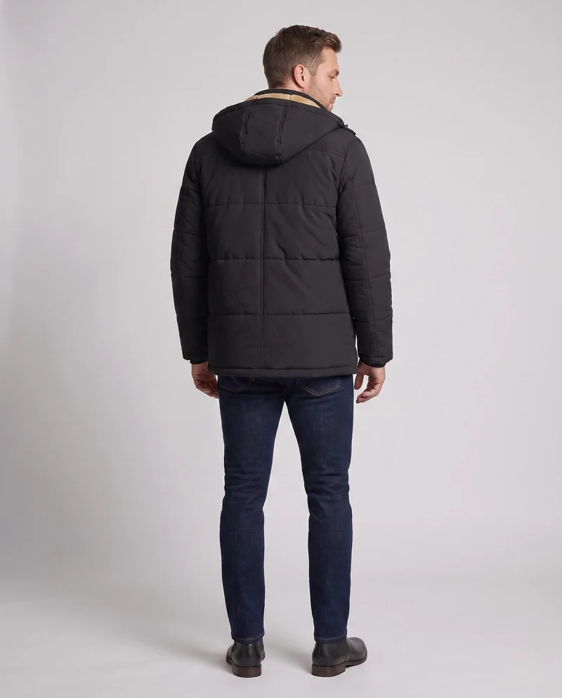 Herren Parka mit Kapuze und ganzflächigem Teddyfleece-Futter sowie thermischer Isolierung Nord Taschen