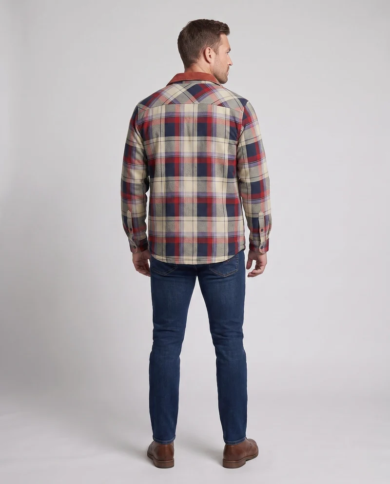 Herren Karo-Überhemdjacke mit warmem Teddy-Futter und Klappentaschen Nord Taschen