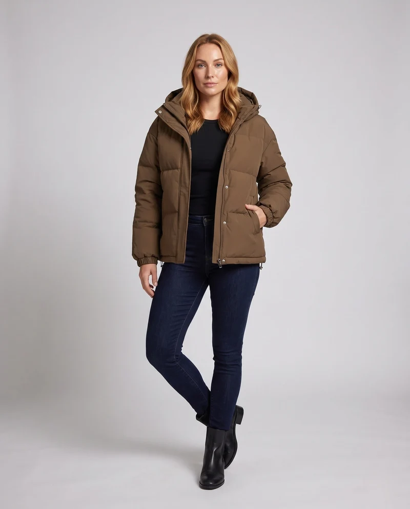 Damen isolierte Winterjacke mit Kapuze Nord Taschen