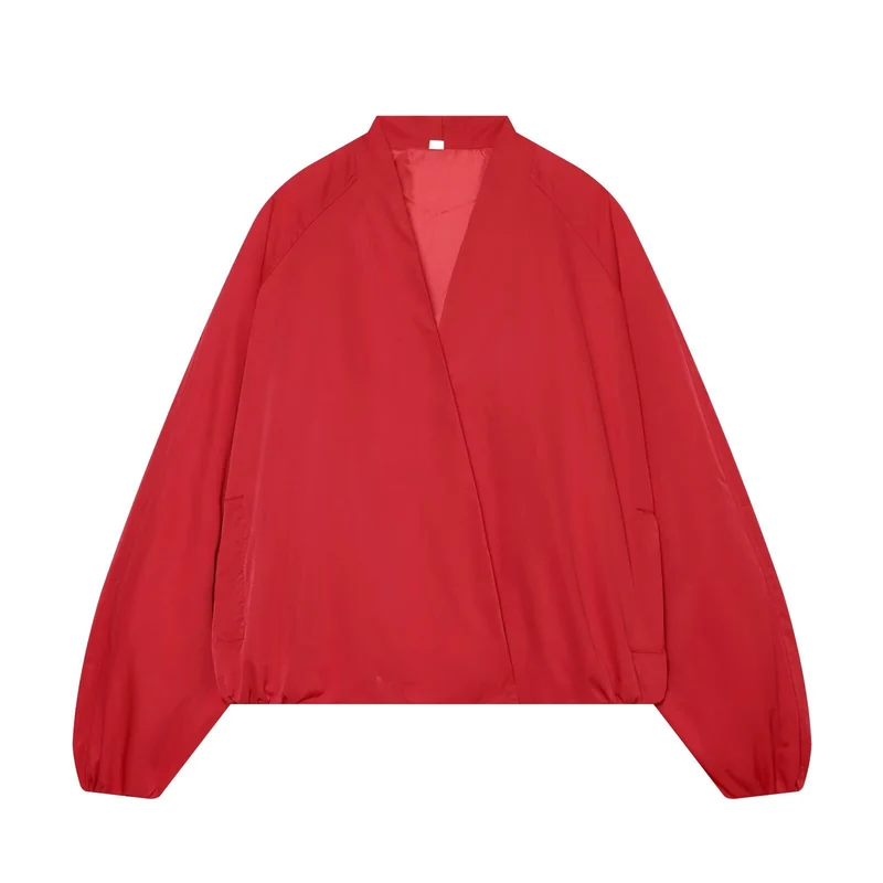 Damen Leichte Cropped-Bomberjacke im Boxy‑Schnitt mit offenem Kimono‑Verschluss Nord Taschen