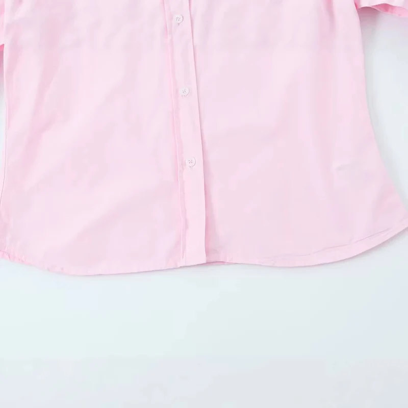 Damen Legere Baumwollbluse mit kastiger Kurzform und klassischem Hemdkragen Nord Taschen