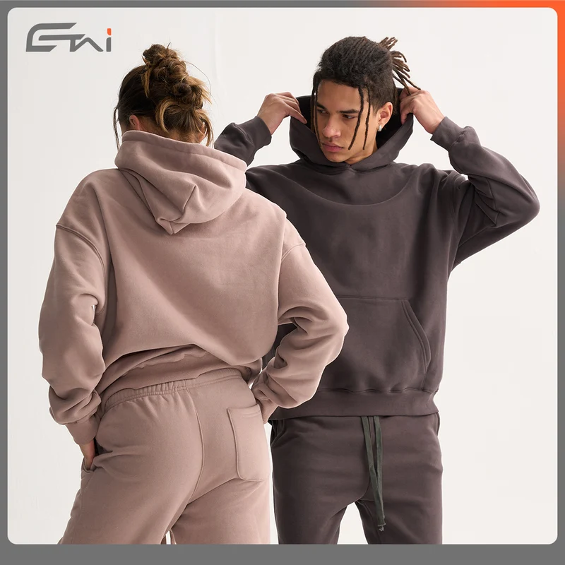 Unisex Oversize Baumwoll-Hoodie mit tiefer Schulterlinie und Kängurutasche Nord Taschen