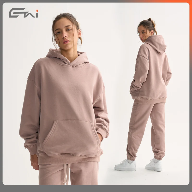 Unisex Oversize Baumwoll-Hoodie mit tiefer Schulterlinie und Kängurutasche Nord Taschen