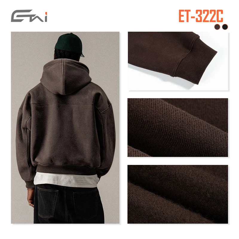 Unisex Kurz geschnittener Kapuzenpullover mit durchgehendem Reißverschluss Nord Taschen