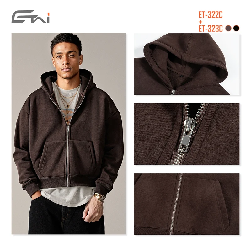 Unisex Kapuzen-Sweatjacke mit durchgehendem Reißverschluss und Kängurutasche Nord Taschen